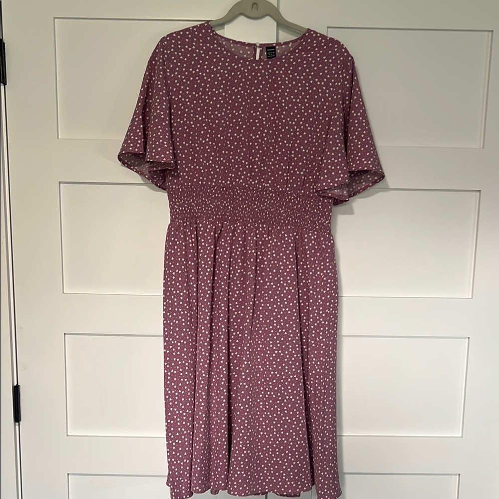 Purple Heart Ruffled Flutter Sleeve Midi Dress
